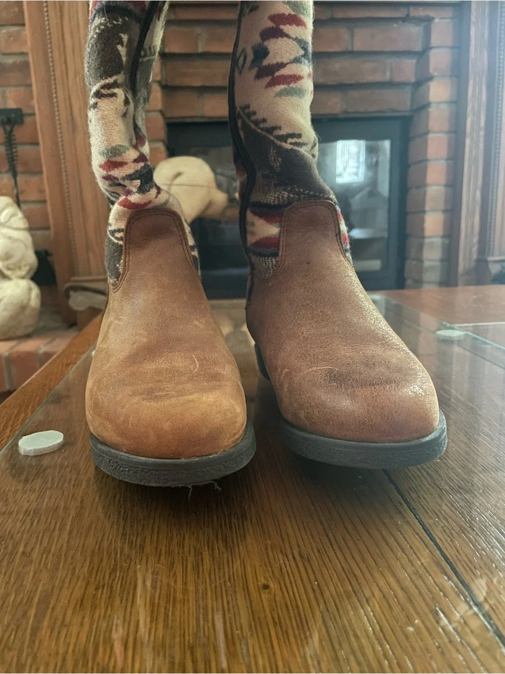 Brown Leather & Aztec Knit Mid-Calf (6) - Picture 3 of 15
